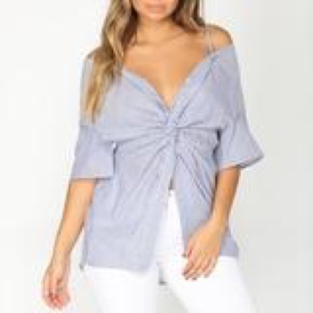 Off shoulder striped shirt